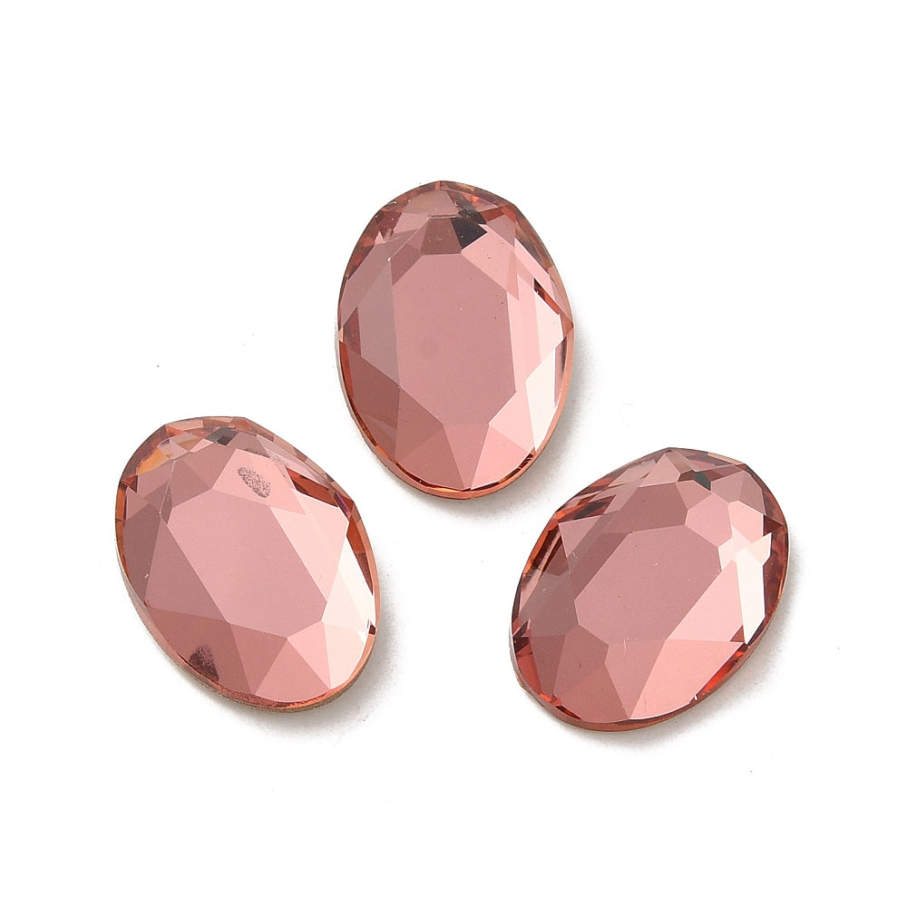 Flatbacks cabochoner - Oval, facetterad Padparadscha, 14x10mm1 styck