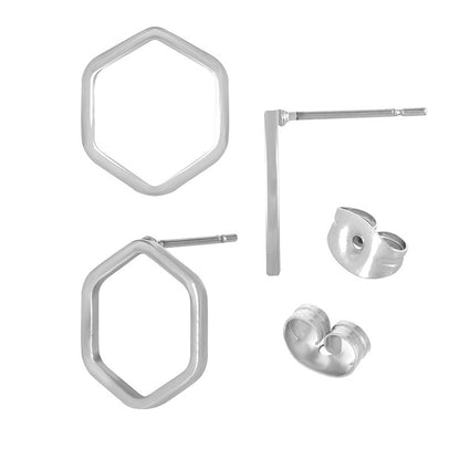 Örstickare Silverfärgad - Ihålig Hexagon 13mm, 2- pack