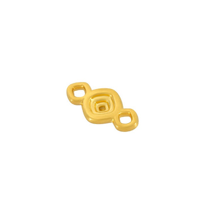 Connector 24K Guldpläterad - Romb med ränder 6mm, 1 styck