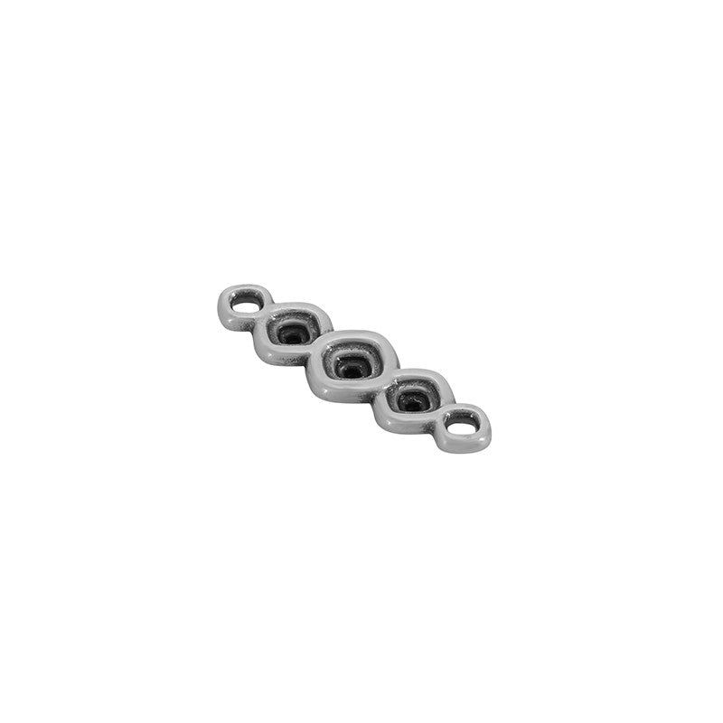 Connector Silverpläterad - Tre romber med ränder 14x6mm