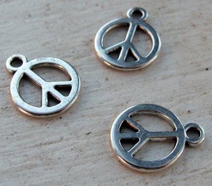 Berlock silverfärgad - Peacemärke, 12 mm,  3- pack