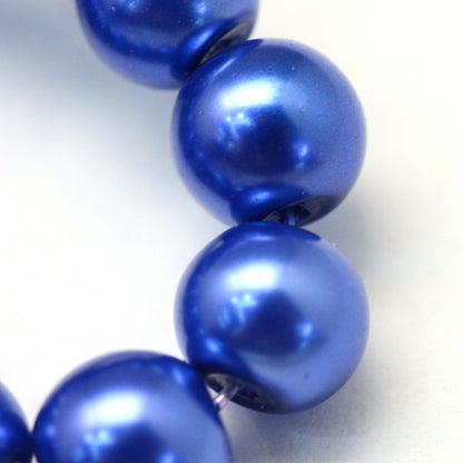 Vaxade glaspärlor - Royal blue 8mm 1 sträng