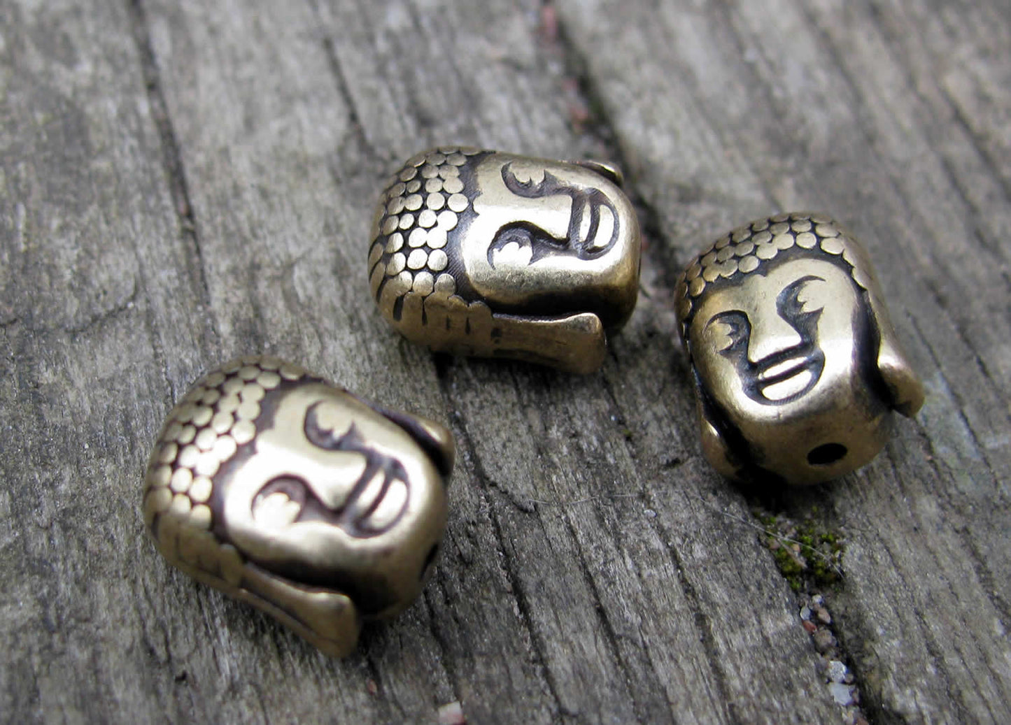 Mellandel Bronsfärgad - Buddha huvud 10x8mm, 3-  pack