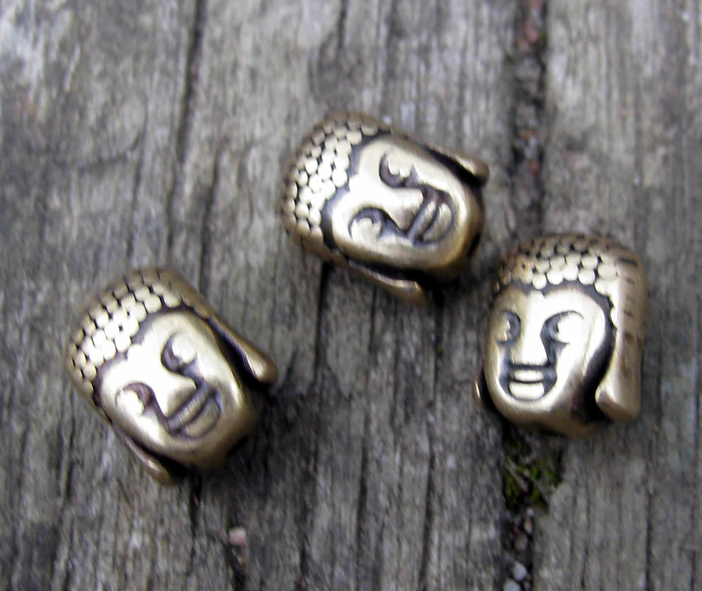 Mellandel Bronsfärgad - Buddha huvud 10x8mm, 3-  pack