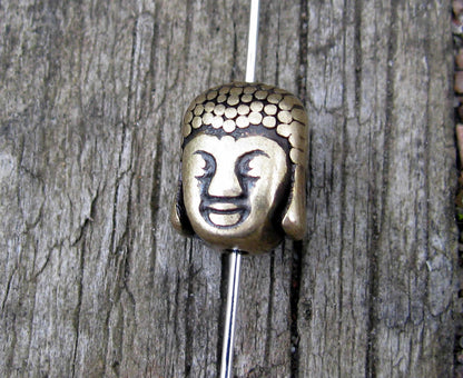 Mellandel Bronsfärgad - Buddha huvud 10x8mm, 3-  pack