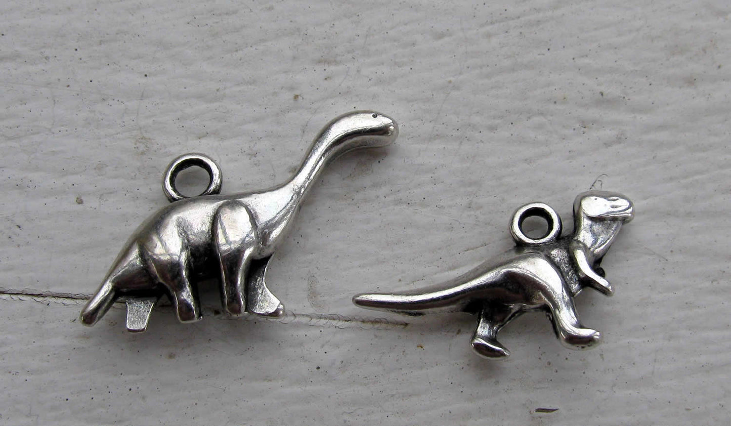 Berlock silverfärgad - Dinosaurier,  2- pack