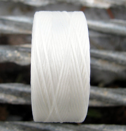 S- Lon bead thread - White / vit strl D, 1 rulle