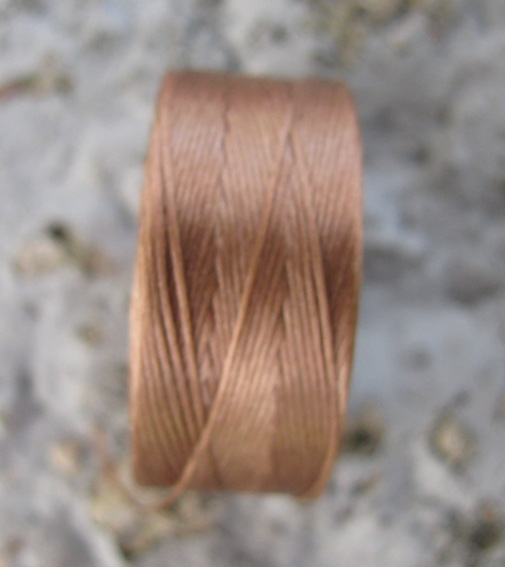 S- Lon bead thread - Light Copper / ljus koppar, strl D, 1 rulle