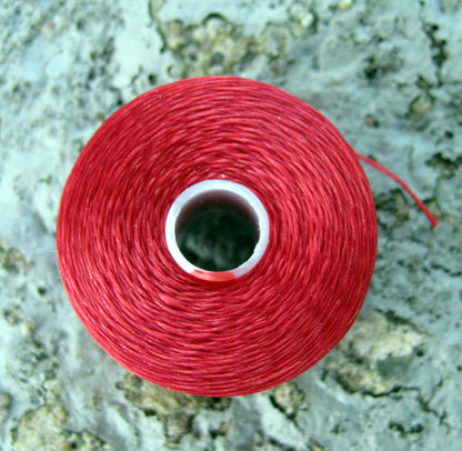 S- Lon bead thread - Red / Röd, strl D, 1 rulle