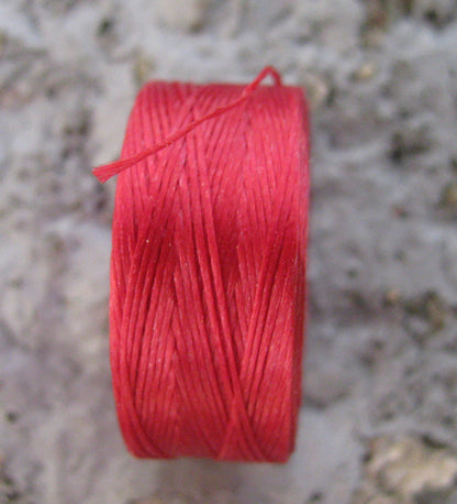 S- Lon bead thread - Red / Röd, strl D, 1 rulle