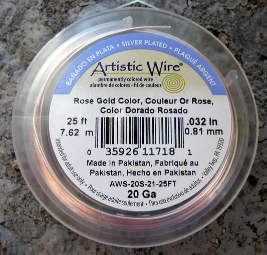 Artistic Wire 20 Ga - Silverpläterad, Rose Gold Color, 1 rulle