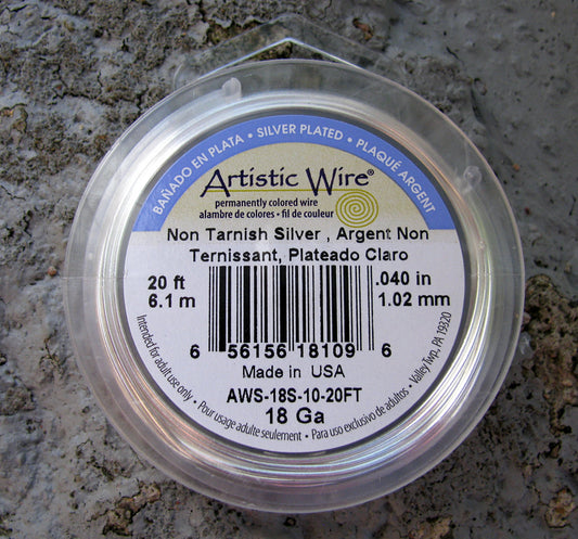 Artistic Wire 18 Ga - Silver pläterad,Non tarnish, 1 rulle