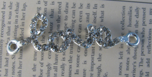 Connector Love - Bling ljust silverfärgad, 39x12mm, 1 styck