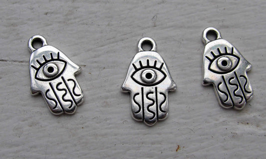 Berlock silverfärgad -  Hamsa med öga 3- pack