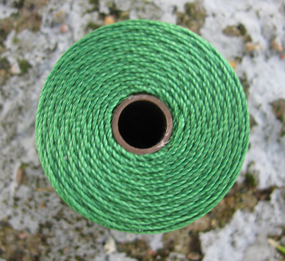 S- Lon bead cord - Green / Grön, 1 rulle