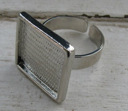 Ringstomme Silverfärgad - Ram fyrkant 18mm, 1 styck