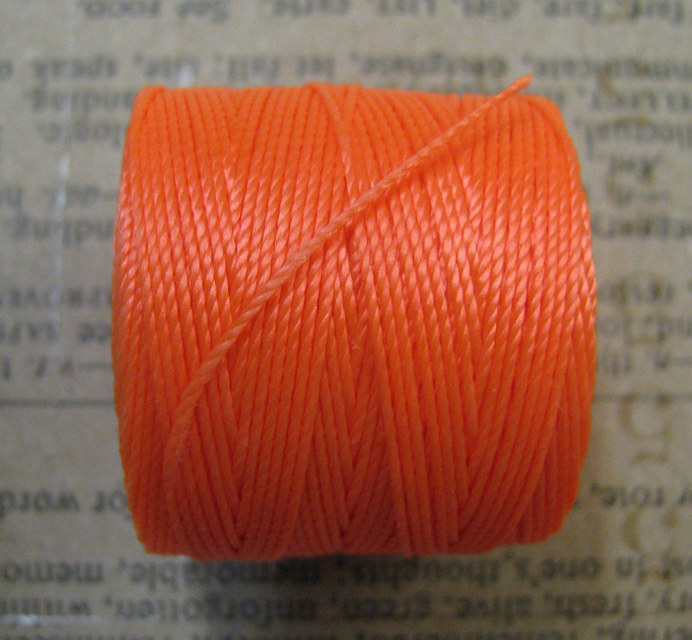 S- Lon bead cord - Neon Orange, 1 rulle