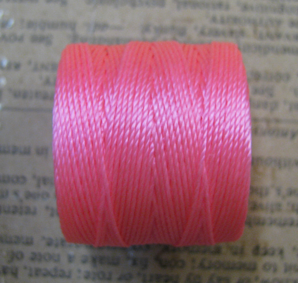 S- Lon bead cord - Neon Pink / Neon Rosa, 1 rulle