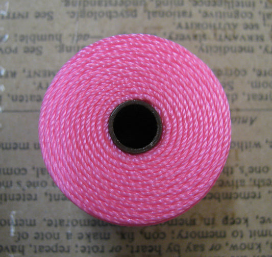 S- Lon bead cord - Neon Pink / Neon Rosa, 1 rulle