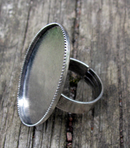 Ringstomme Silverfärgad - Ram enkel oval, 36x26mm,1 styck