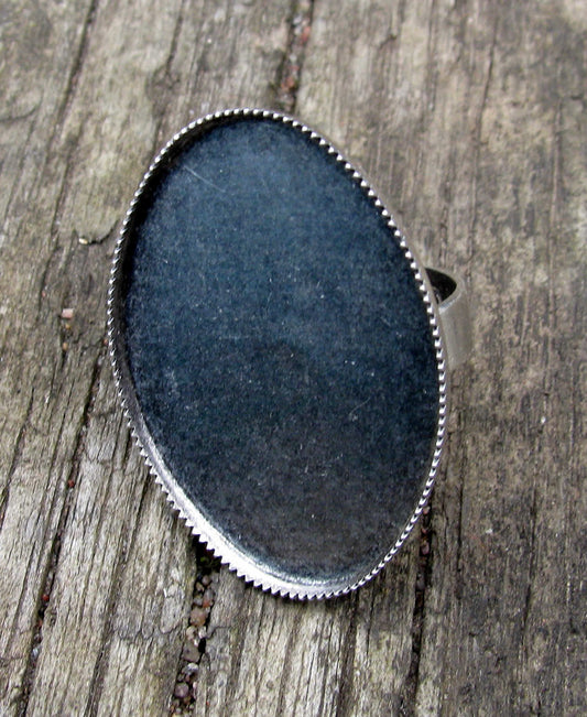 Ringstomme Silverfärgad - Ram enkel oval, 36x26mm,1 styck