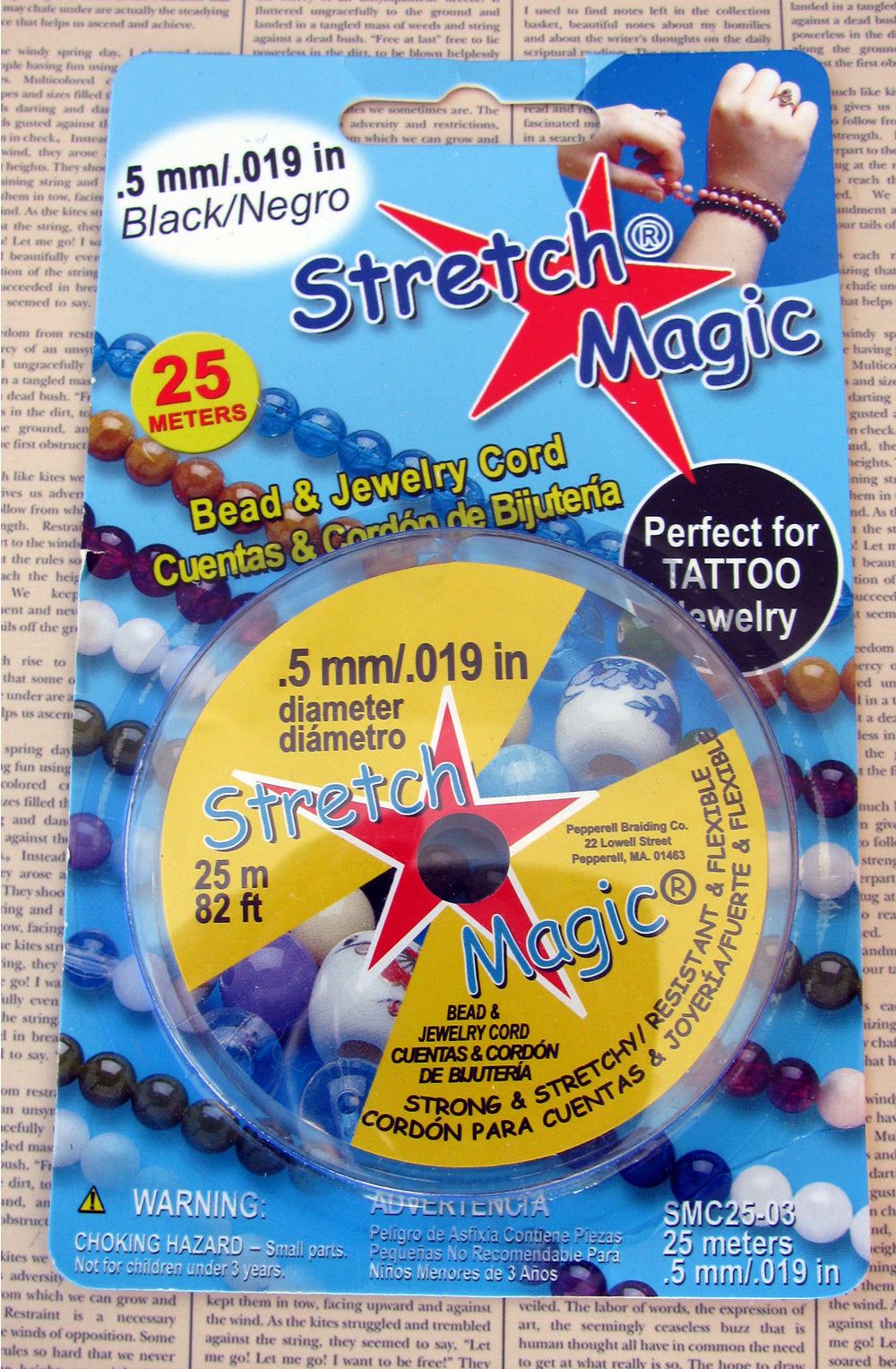 Stretch Magic - Elastisktråd, Svart 0,5 mm, 1 rulle