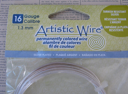 Artistic Wire 16 Ga - Silverpläterad, Non tarnish, 1 förpackning