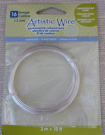 Artistic Wire 16 Ga - Silverpläterad, Non tarnish, 1 förpackning