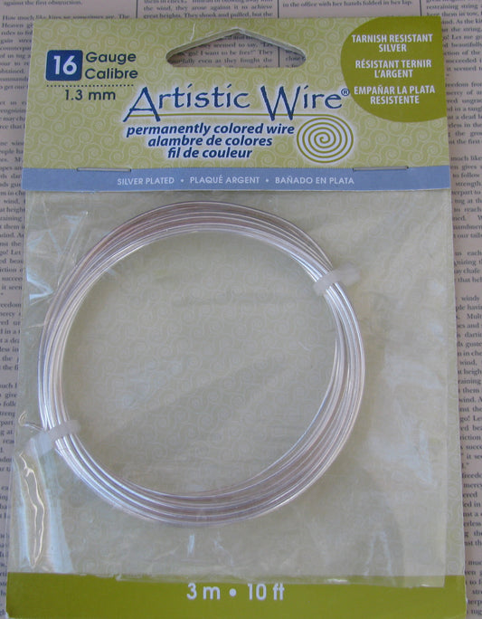 Artistic Wire 16 Ga - Silverpläterad, Non tarnish, 1 förpackning