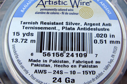 Artistic Wire 24 Ga - Silver pläterad,Non tarnish, 1 rulle