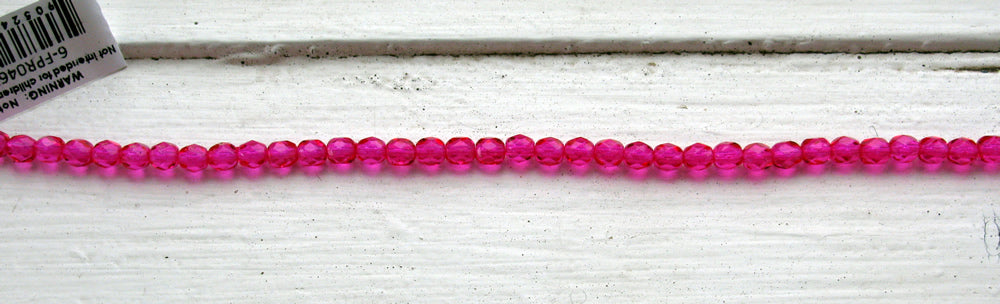 Tjeckiska FP facetterade - Fuchsia, 4 mm