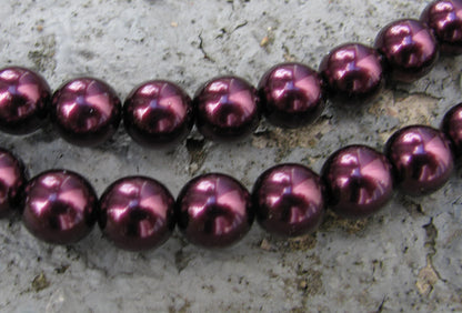 Tjeckiska vaxade glaspärlor - Burgundy 8mm, 1 sträng