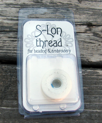 S- Lon bead thread - White / vit strl AA, 1 rulle