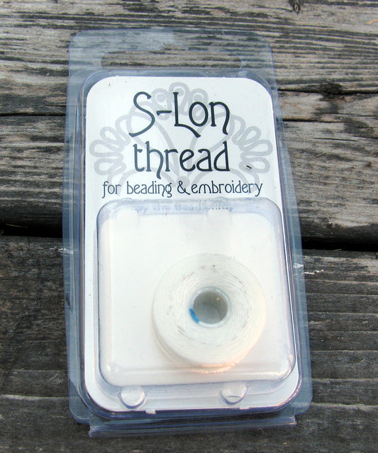 S- Lon bead thread - White / vit strl AA, 1 rulle