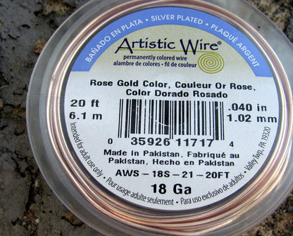 Artistic Wire 18 Ga - Silver pläterad, Roséguldfärgad, 1 rulle