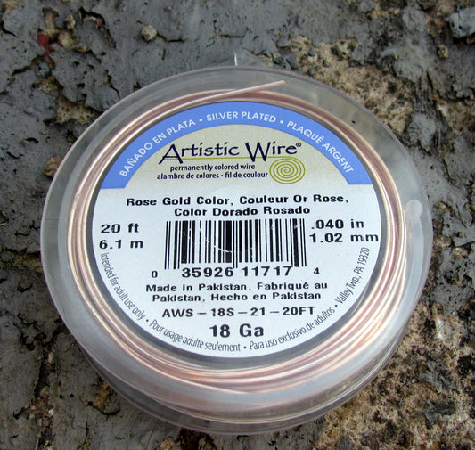 Artistic Wire 18 Ga - Silver pläterad, Roséguldfärgad, 1 rulle