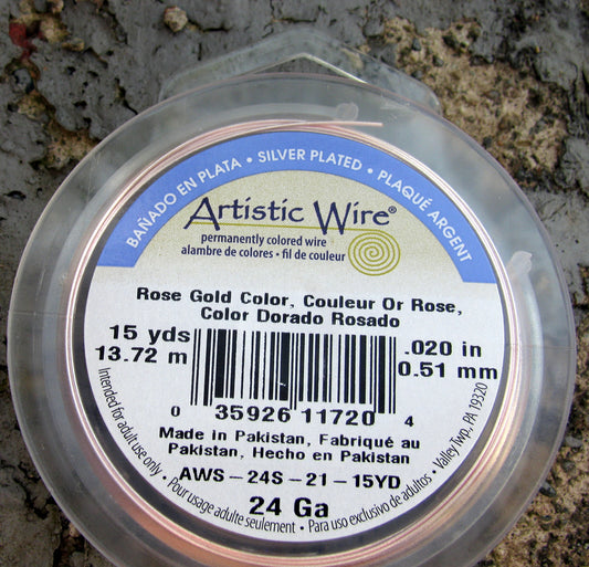 Artistic Wire 24 Ga - Silver pläterad, Roséguldfärgad, 1 rulle