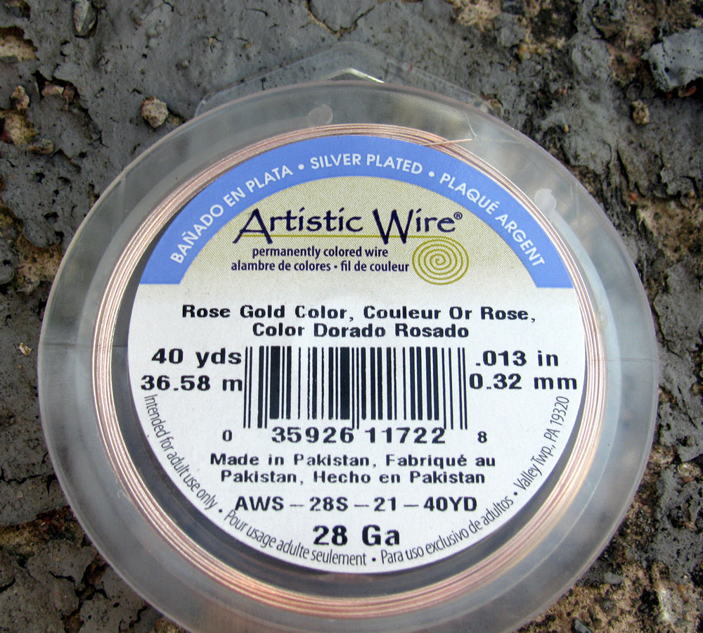 Artistic Wire 28 Ga - Silver pläterad, Roséguldfärgad, 1 rulle