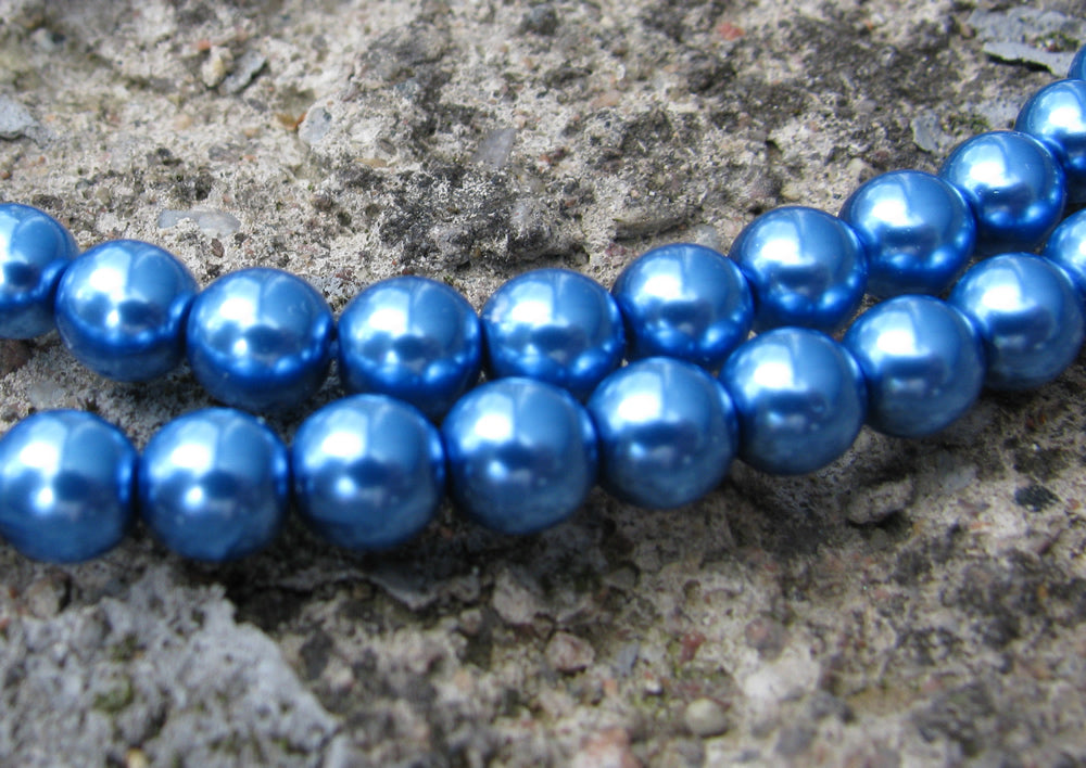 Tjeckiska vaxade glaspärlor - Persian Blue 6mm, 1 sträng