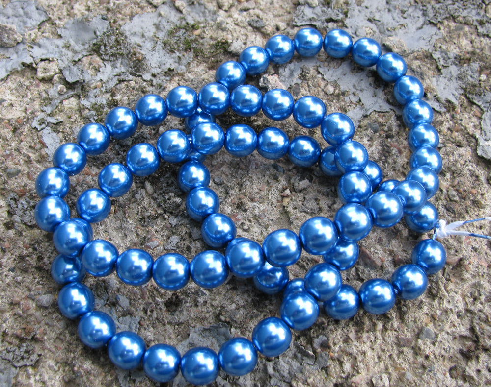 Tjeckiska vaxade glaspärlor - Persian Blue 8mm, 1 sträng