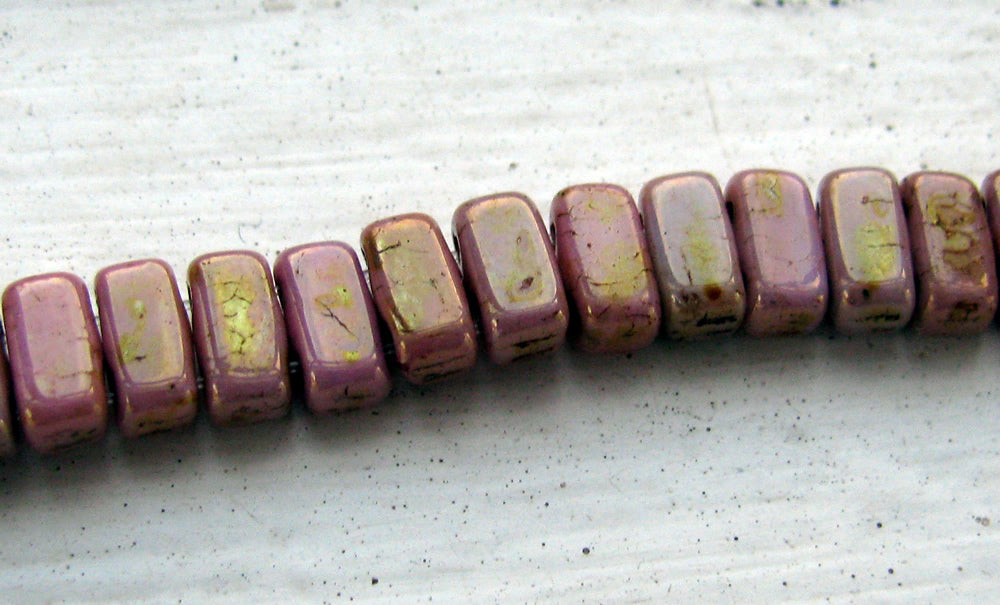 Bricks - Luster Opaque Rose/Gold Topaz, 1 sträng