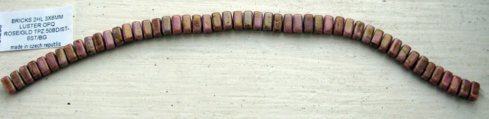 Bricks - Luster Opaque Rose/Gold Topaz, 1 sträng