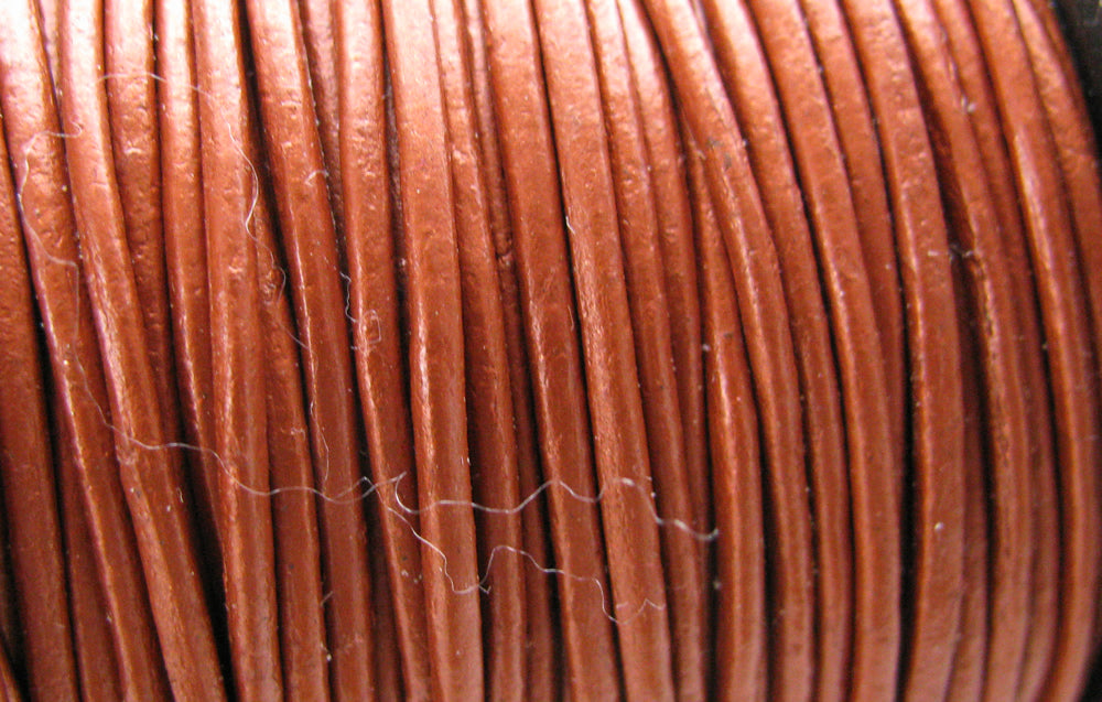 Läderband ca 1,5 mm - Metallic Copper, 1 m