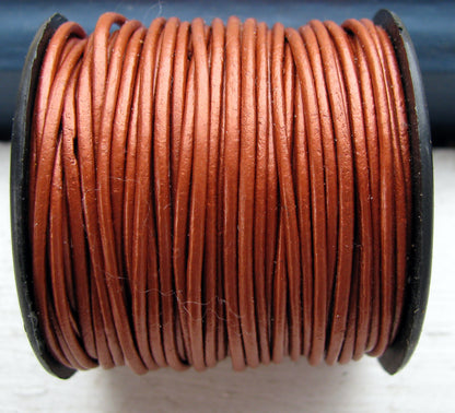 Läderband ca 1,5 mm - Metallic Copper, 1 m