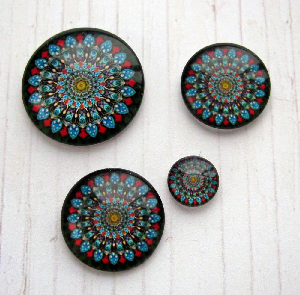 Flatbacks cabochoner - Mix Mandala, 4- pack