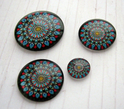 Flatbacks cabochoner - Mix Mandala, 4- pack