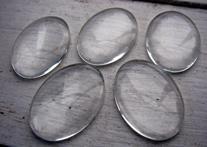 Flatbacks cabochoner - Oval, klart glas, 34x24mm, 5- pack