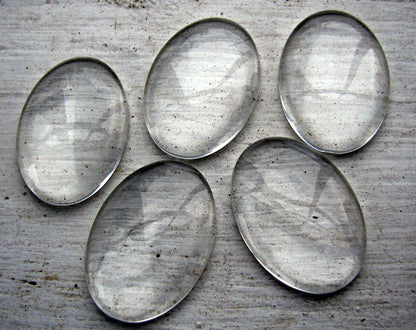 Flatbacks cabochoner - Oval, klart glas, 34x24mm, 5- pack