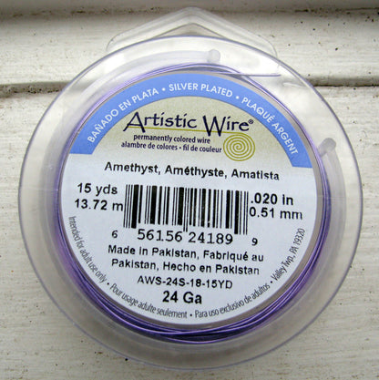 Artistic Wire 24 Ga - Amethyst Silverplated, 1 rulle