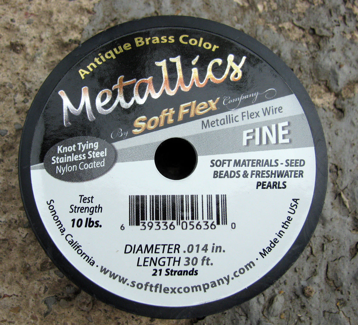 Soft Flex beading wire Metallics - Antique Brass Color  Fine, 21 strands, 1 rulle